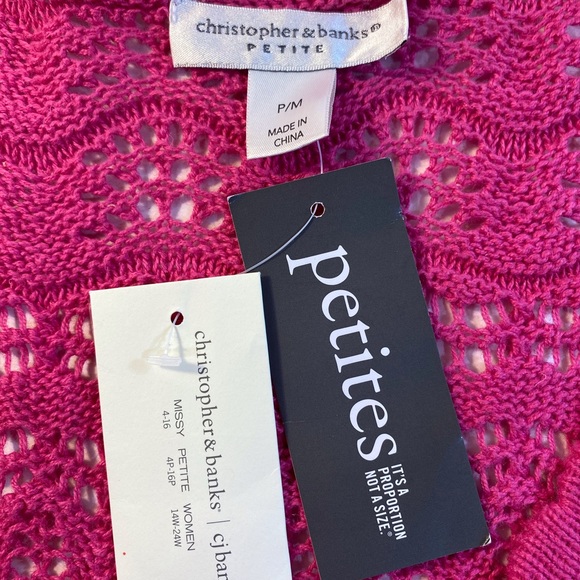 NWT Christopher & Banks Pink Crochet Cardigan Sweater - Picture 5 of 9